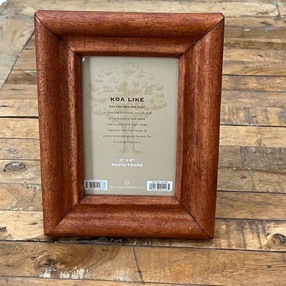 Island Heritage Photo Frame 4 x 6" Koa Like Wood Free Standing & Wall Hanging